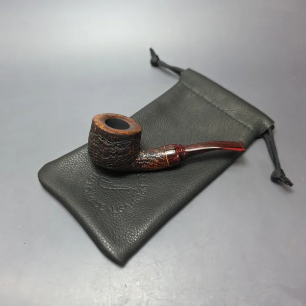 Smith House Partially Sandblasted Pot w/ Ebonite Handmade Briar Pipe, New - Image 13