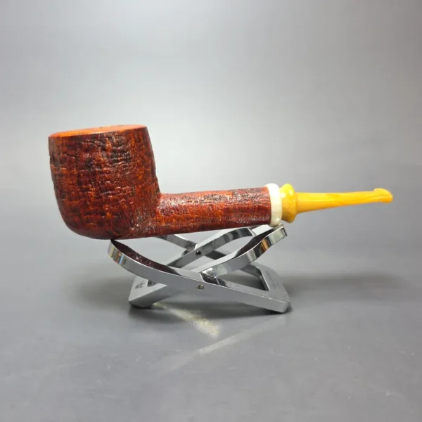 Smith House Partially Sandblasted Pot w/ Rein & Ivorite Handmade Briar Pipe, New - Image 9