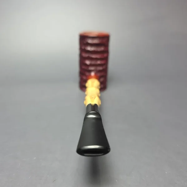 Tom Eltang Partially Rusticated Poker w/ Bamboo Estate Briar Pipe, Unsmoked - Image 6