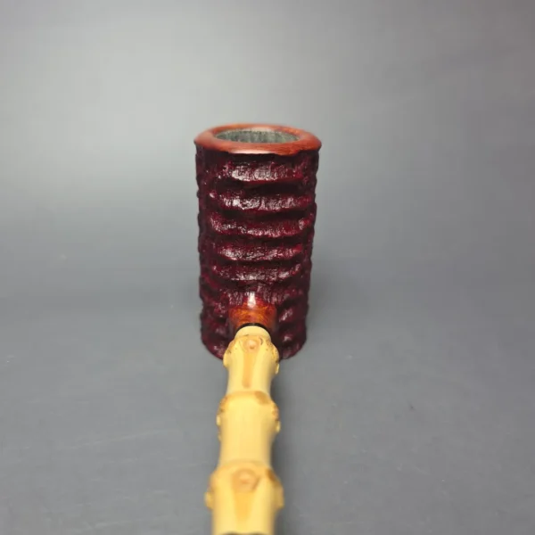 Tom Eltang Partially Rusticated Poker w/ Bamboo Estate Briar Pipe, Unsmoked - Image 7