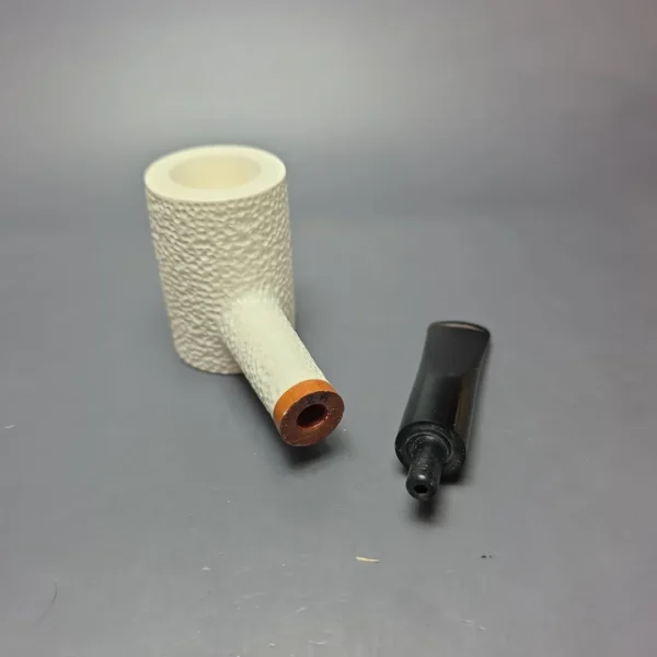 MBSD Meerschaum Deluxe Rusticated Poker Block Meerschaum Pipe, Briar-Mortise, New - Image 10