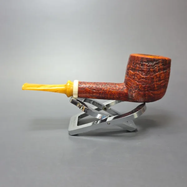 Smith House Partially Sandblasted Pot w/ Rein & Ivorite Handmade Briar Pipe, New - Image 11