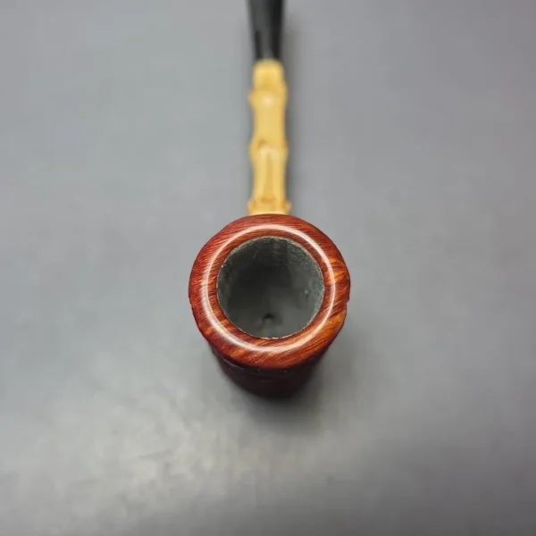Tom Eltang Partially Rusticated Poker w/ Bamboo Estate Briar Pipe, Unsmoked - Image 8