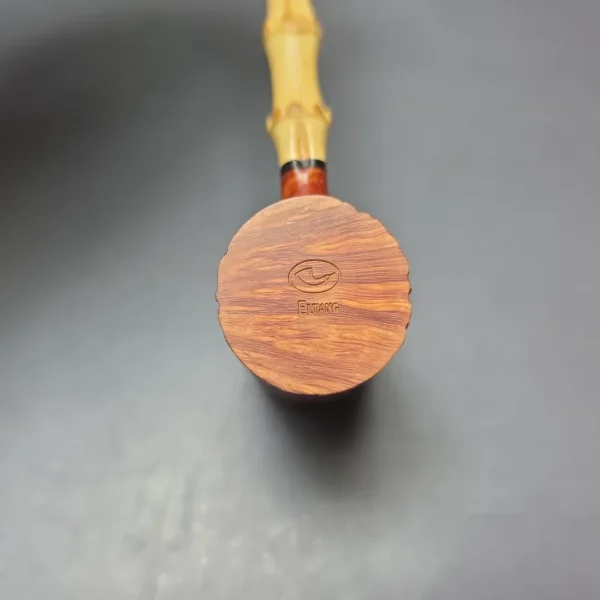 Tom Eltang Partially Rusticated Poker w/ Bamboo Estate Briar Pipe, Unsmoked - Image 9