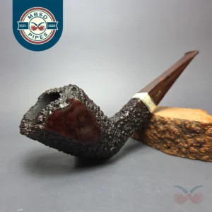 Ferndown Bark Magnum Partially Rusticated Panel Dublin w/ Silver Estate Briar Pipe, Unsmoked