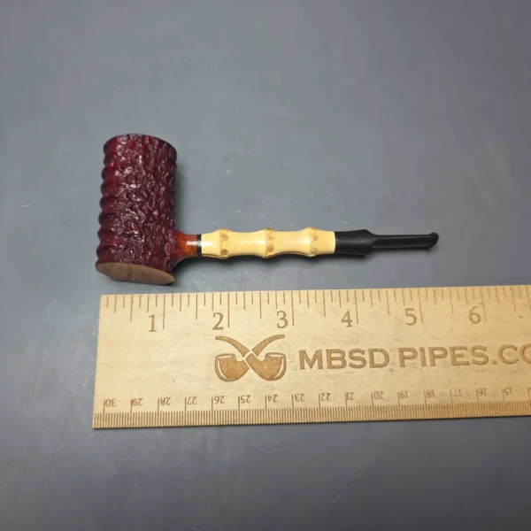 Tom Eltang Partially Rusticated Poker w/ Bamboo Estate Briar Pipe, Unsmoked - Image 10