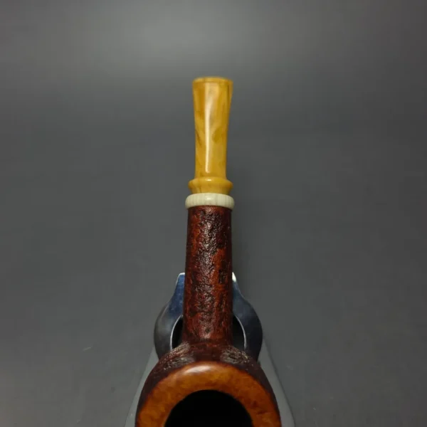 Smith House Partially Sandblasted Pot w/ Rein & Ivorite Handmade Briar Pipe, New - Image 6