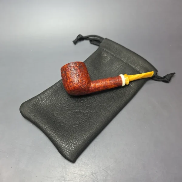 Smith House Partially Sandblasted Pot w/ Rein & Ivorite Handmade Briar Pipe, New - Image 4