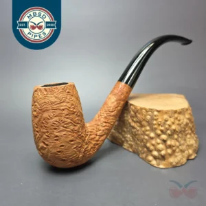 Pipe Tristan Magnum Sandblasted LC Bent Billiard Handmade Strawberry Briar Pipe, New