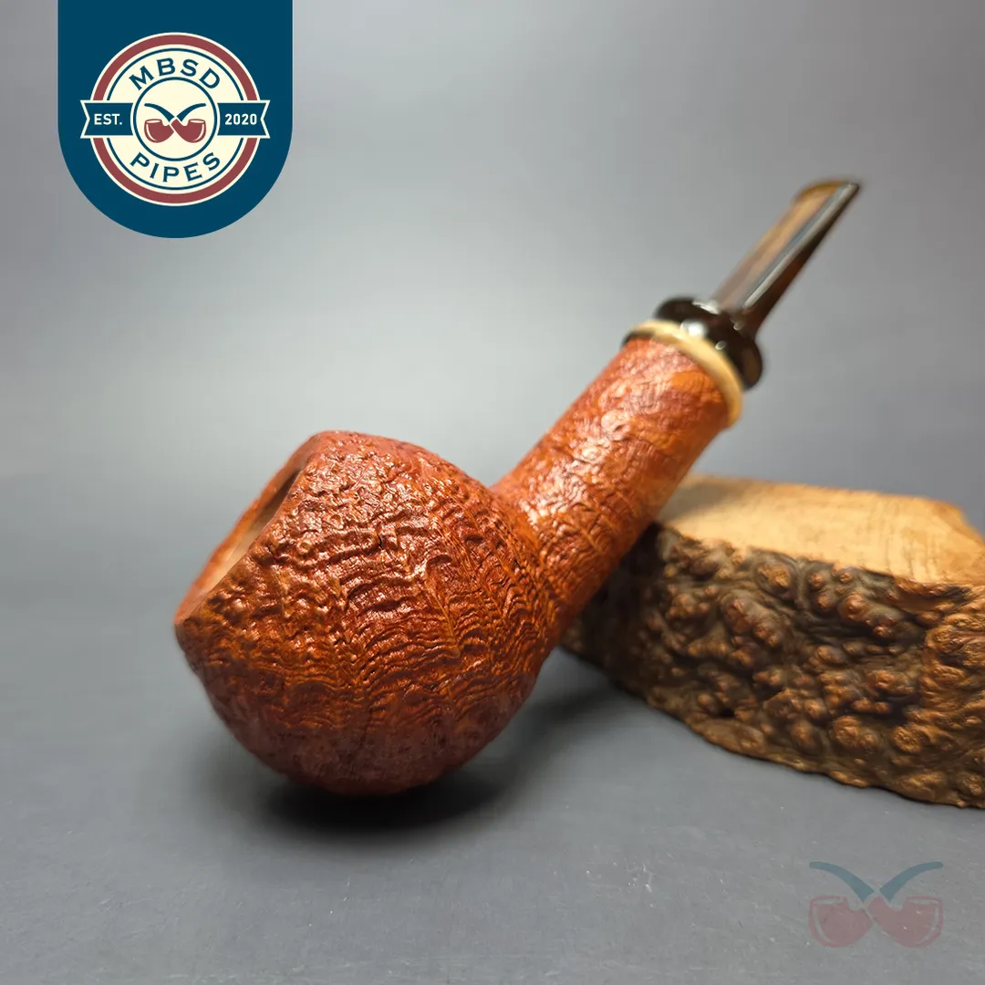 Buckeye Signature Grade Sandblasted Apple w/ Buckeye Burl Handmade Briar Pipe, New