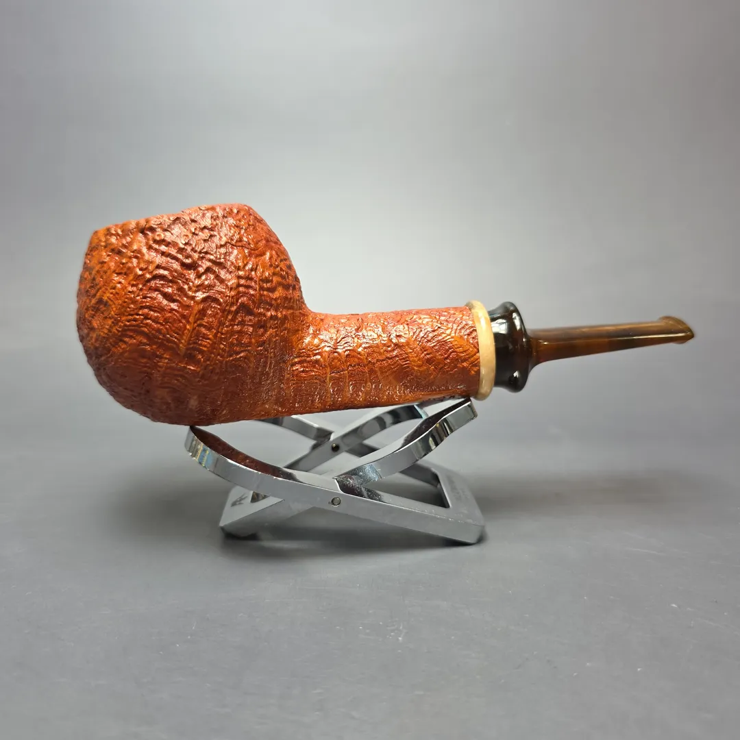 Buckeye Signature Grade Sandblasted Apple w/ Buckeye Burl Handmade Briar Pipe, New - Image 2
