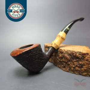 Stanwell (c.1980s-1990s) Partially Sandblasted Dublin w/ Bamboo Estate Briar Pipe, Danish Estates