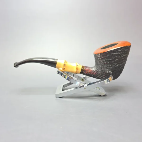 Stanwell (c.1980s-1990s) Partially Sandblasted Dublin w/ Bamboo Estate Briar Pipe, Danish Estates - Image 4