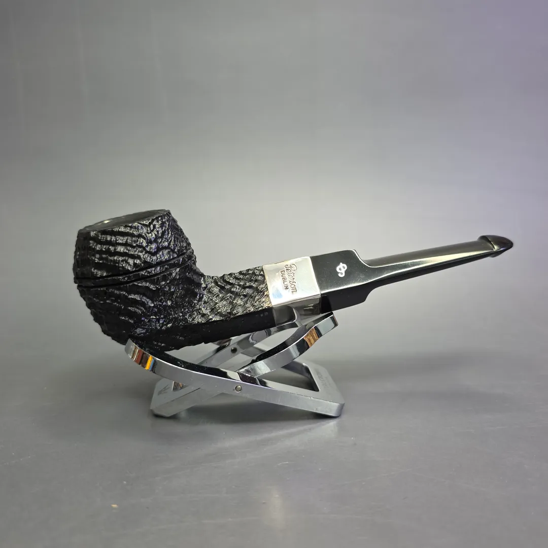 Peterson Deluxe Classic PSB 150 Sandblasted Bulldog w/ Silver Estate Briar Pipe, Irish Estates - Image 2