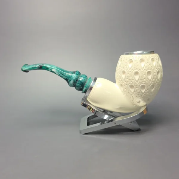 MBSD Meerschaum Double Silver Lattice Egg Reverse Calabash Block Meerschaum Pipe, New - Image 6