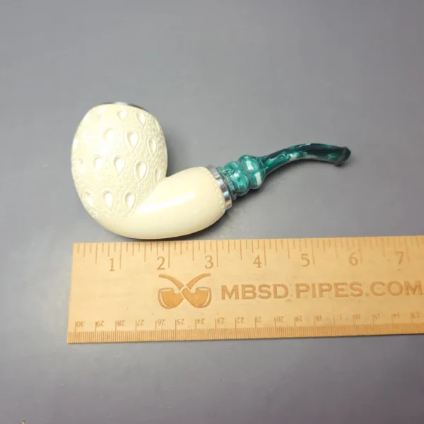 MBSD Meerschaum Double Silver Lattice Egg Reverse Calabash Block Meerschaum Pipe, New - Image 10