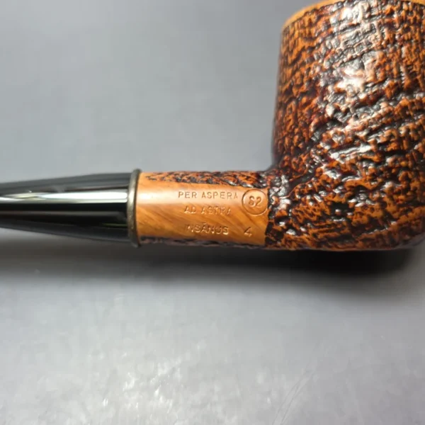 Ser Jacopo Insanus 4 Sandblasted Upside Down Billiard w/ Silver Estate Briar Pipe, Unsmoked, 9mm - Image 3