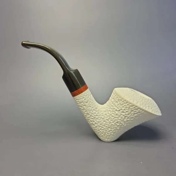 MBSD Meerschaum Deluxe Rusticated Standing Dublin Block Meerschaum Pipe, Briar-Mortise, New - Image 5