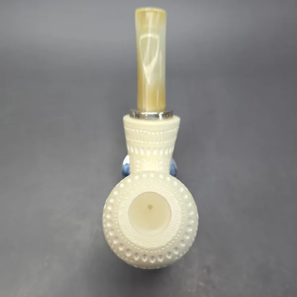 MBSD Meerschaum Silver Lattice Acorn Reverse Calabash Block Meerschaum Pipe, New - Image 9
