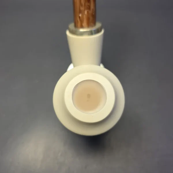 MBSD Meerschaum Silver Smooth Stack Rhodesian Reverse Calabash Block Meerschaum Pipe, New - Image 8