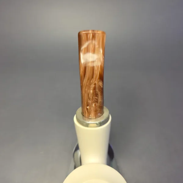 MBSD Meerschaum Silver Smooth Stack Rhodesian Reverse Calabash Block Meerschaum Pipe, New - Image 9