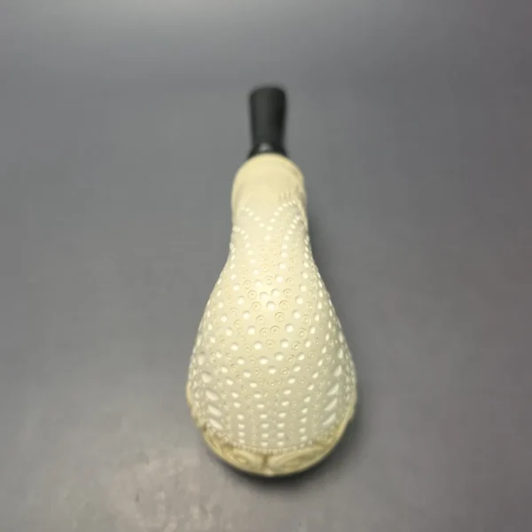 MBSD Meerschaum Double Silver Magnum Lattice Rhodesian Reverse Calabash Block Meerschaum Pipe, New - Image 9