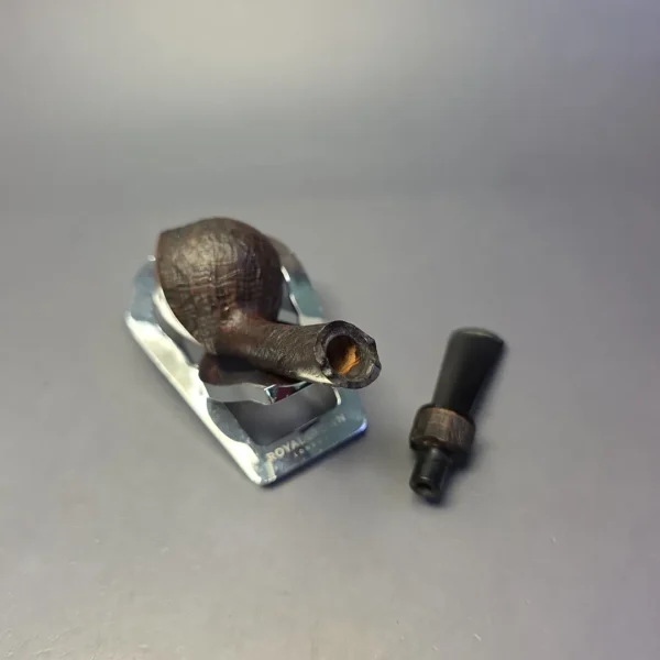 Christian Ruetz "Broken" Partially Sandblasted Asymmetric Long Shank Acorn Estate Briar Pipe, Other Estates - Image 12