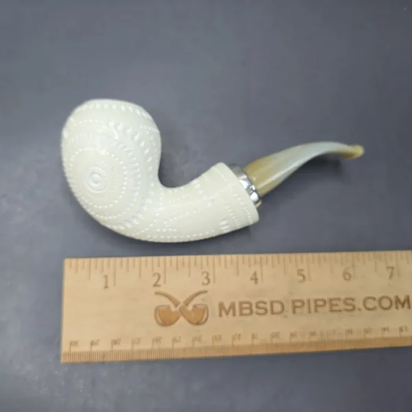 MBSD Meerschaum Silver Lattice Acorn Reverse Calabash Block Meerschaum Pipe, New - Image 11