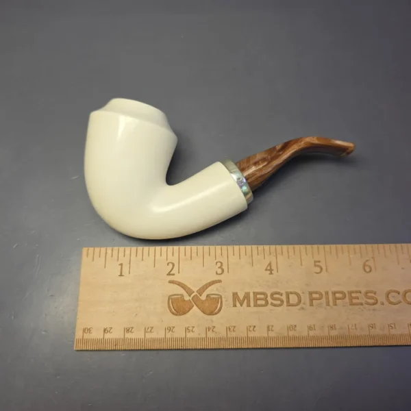 MBSD Meerschaum Silver Smooth Stack Rhodesian Reverse Calabash Block Meerschaum Pipe, New - Image 10