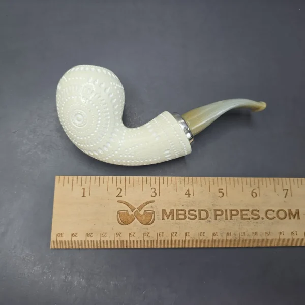 MBSD Meerschaum Silver Lattice Acorn Reverse Calabash Block Meerschaum Pipe, New - Image 12