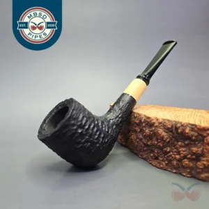 MBSD Briars by Piero Vitale Black Rusticated Billiard w/ Boxwood, Briar Pipe, New