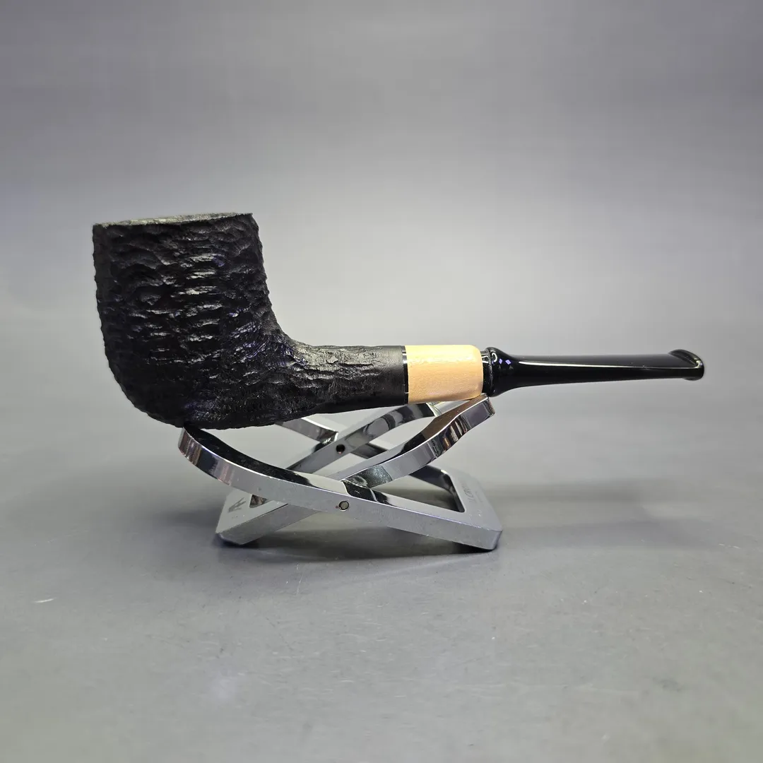 MBSD Briars by Piero Vitale Black Rusticated Billiard w/ Boxwood, Briar Pipe, New - Image 2