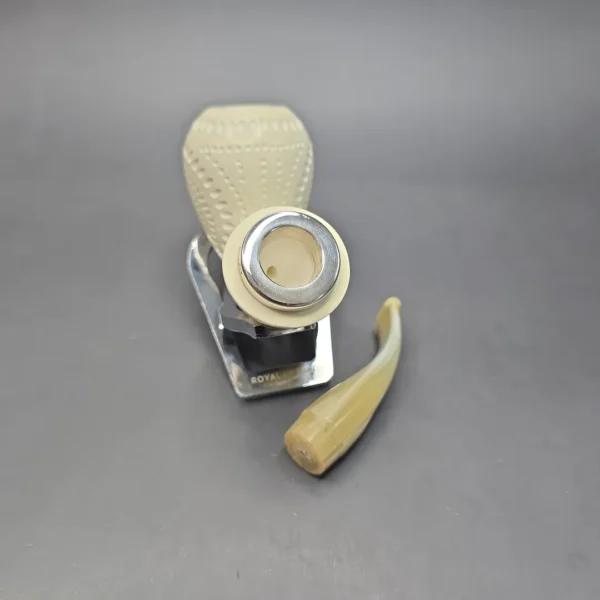 MBSD Meerschaum Silver Lattice Acorn Reverse Calabash Block Meerschaum Pipe, New - Image 15