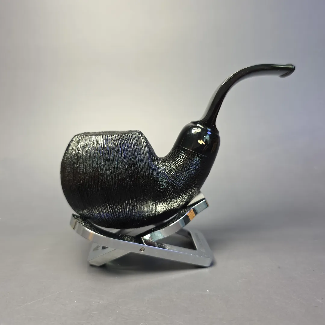 Moonshine MS09 Wire Rusticated Cannonball w/ Black Stem Briar Pipe, New - Image 2