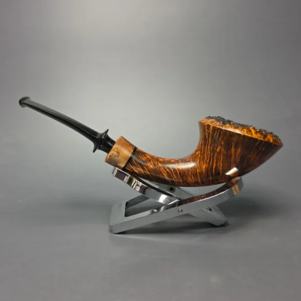 Christian Ruetz Smooth Horn w/ Masur Birch Handmade Briar Pipe, New - Image 4