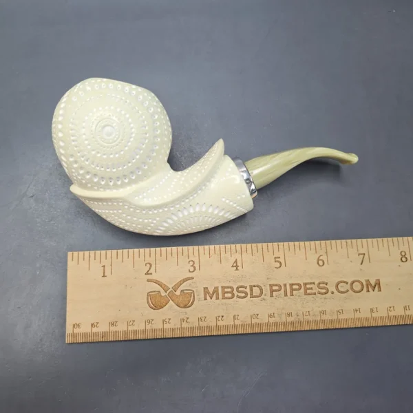 MBSD Meerschaum Silver XXL Lattice Blowfish Reverse Calabash Block Meerschaum Pipe, New - Image 11