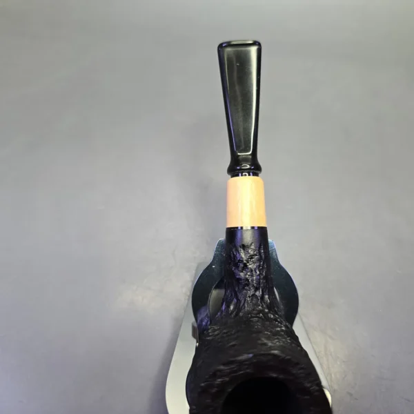 MBSD Briars by Piero Vitale Black Rusticated Billiard w/ Boxwood, Briar Pipe, New - Image 8