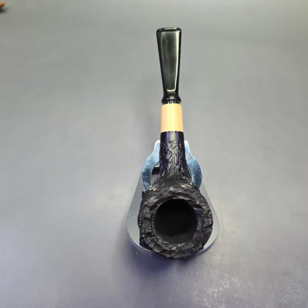 MBSD Briars by Piero Vitale Black Rusticated Billiard w/ Boxwood, Briar Pipe, New - Image 9