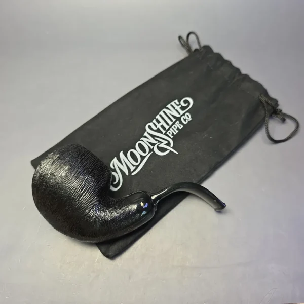 Moonshine MS09 Wire Rusticated Cannonball w/ Black Stem Briar Pipe, New - Image 11