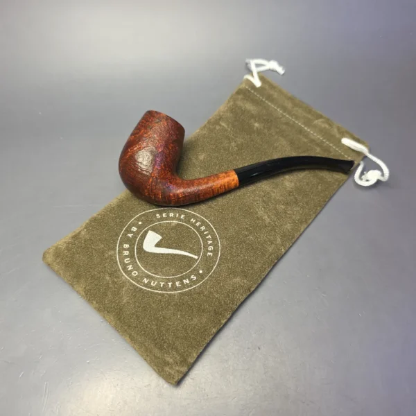 Bruno Nuttens Heritage H1 Partially Sandblasted Bent Billiard Briar Pipe, New - Image 11