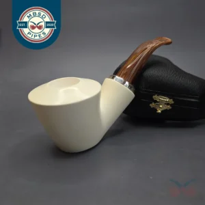 MBSD Meerschaum Silver Smooth Dublin Reverse Calabash Block Meerschaum Pipe, New