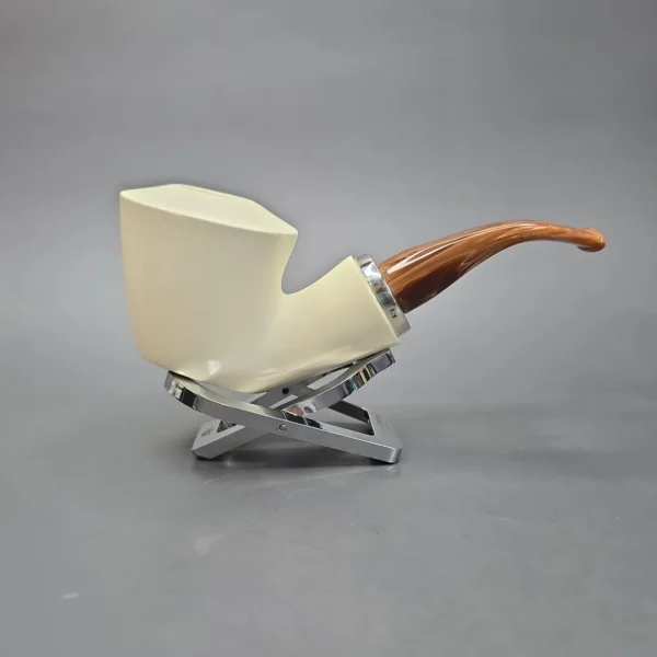 MBSD Meerschaum Silver Smooth Dublin Reverse Calabash Block Meerschaum Pipe, New - Image 4