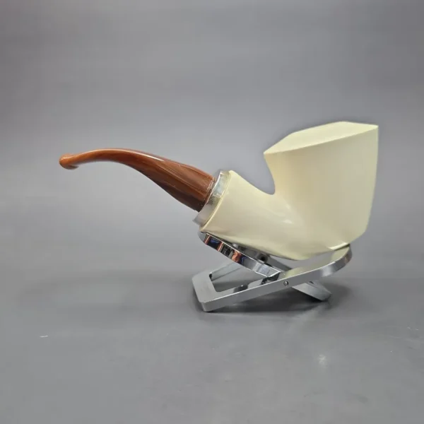 MBSD Meerschaum Silver Smooth Dublin Reverse Calabash Block Meerschaum Pipe, New - Image 6