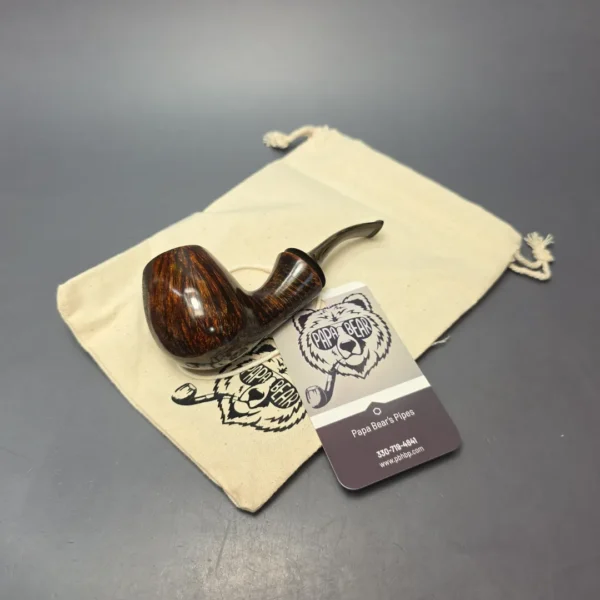 Papa Bear's Pipes by Tim Beaumont Partially Sandblasted Brandy Handmade Briar Pipe, New - Image 13