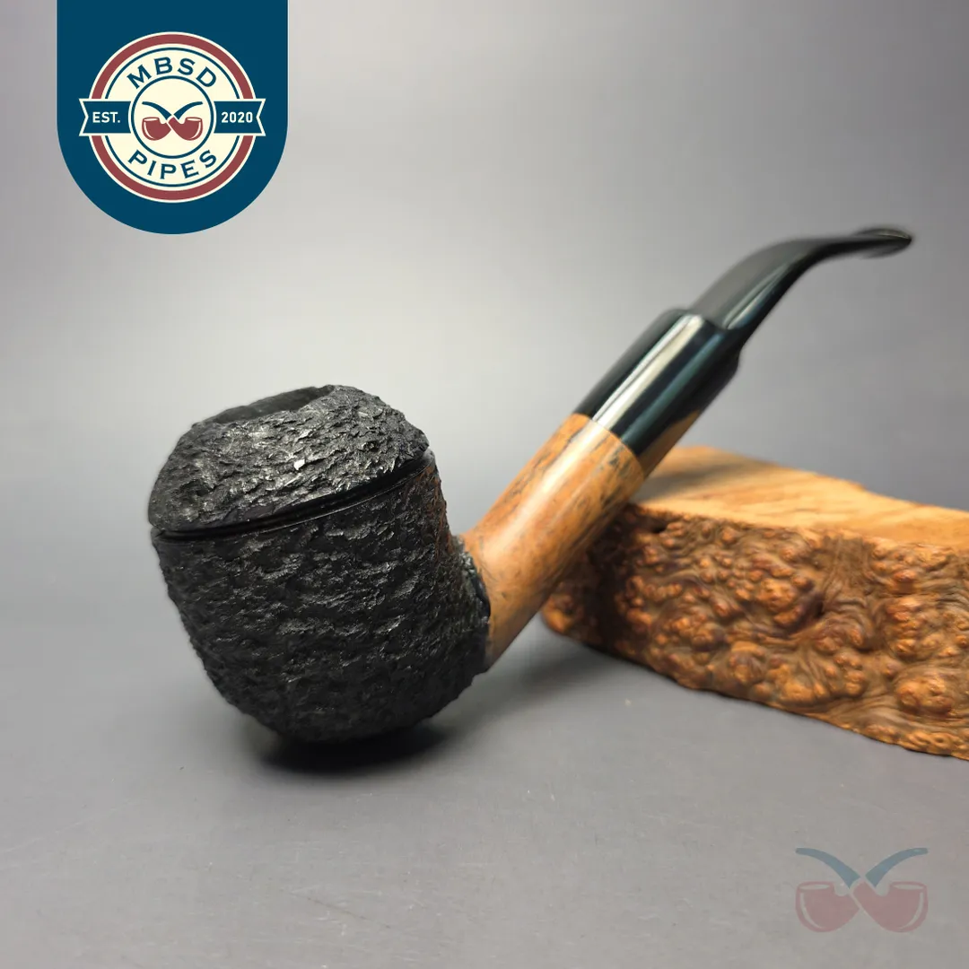 JM Boswell 2010 XL Partially Rusticated Rhodesian Estate Briar Pipe, Unsmoked