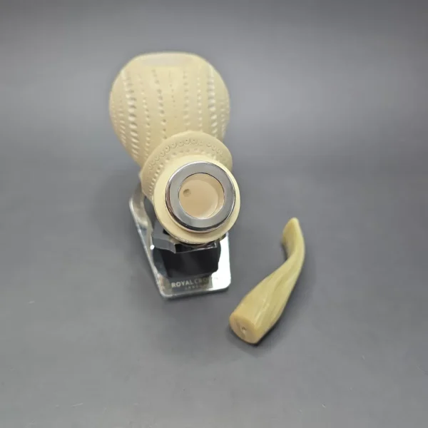 MBSD Meerschaum Silver XXL Lattice Blowfish Reverse Calabash Block Meerschaum Pipe, New - Image 13