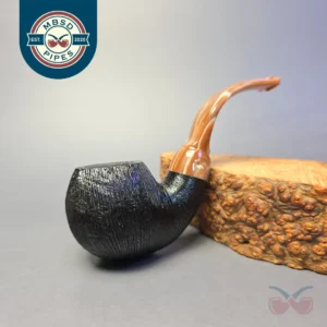 Moonshine MS12L Wire Rusticated Long Stem Grapeshot w/ Coffee Stem Briar Pipe, New