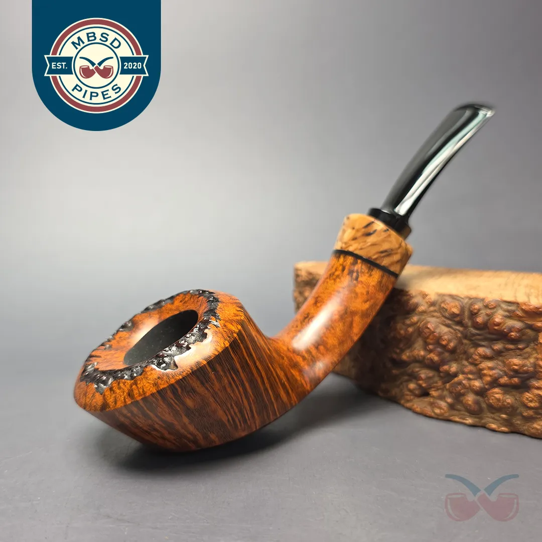 Christian Ruetz Smooth Asymmetric Dublin w/ Masur Birch Handmade Briar Pipe, New