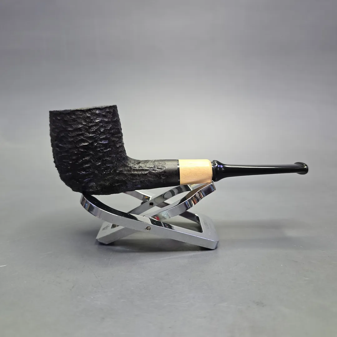 MBSD Briars by Piero Vitale Black Rusticated Billiard w/ Boxwood, Briar Pipe, New - Image 2