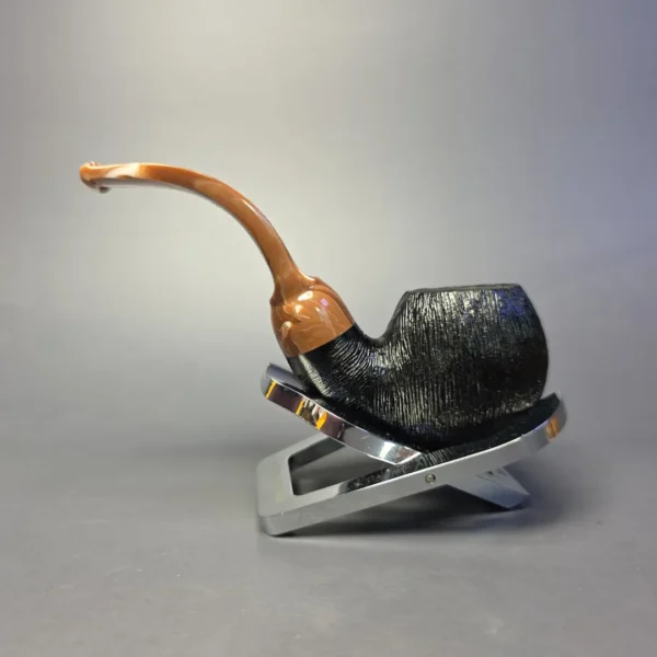 Moonshine MS12L Wire Rusticated Long Stem Grapeshot w/ Coffee Stem Briar Pipe, New - Image 4